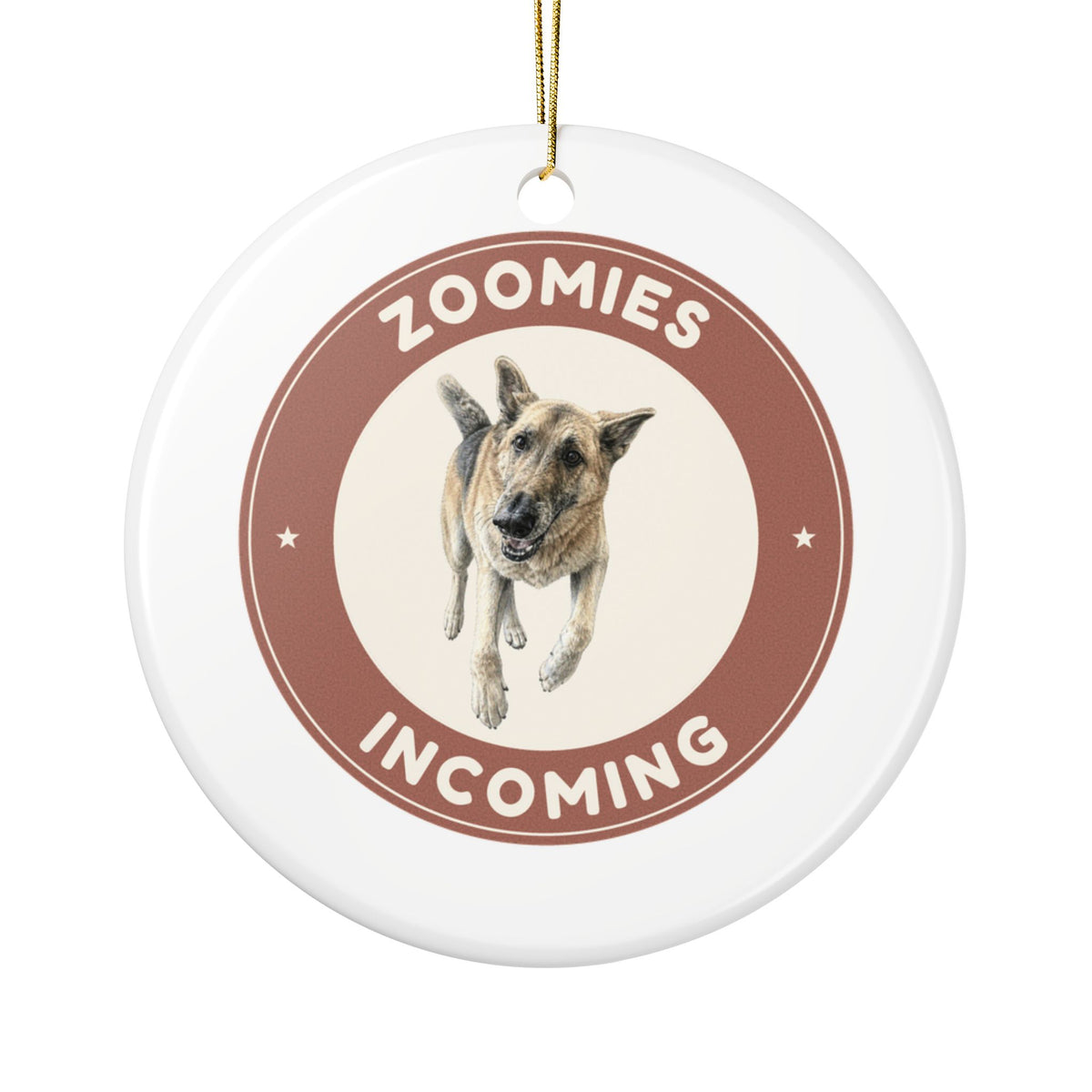 Zoomies Incoming | Fun German Shepherd Dog Lover Ceramic Christmas Ornament