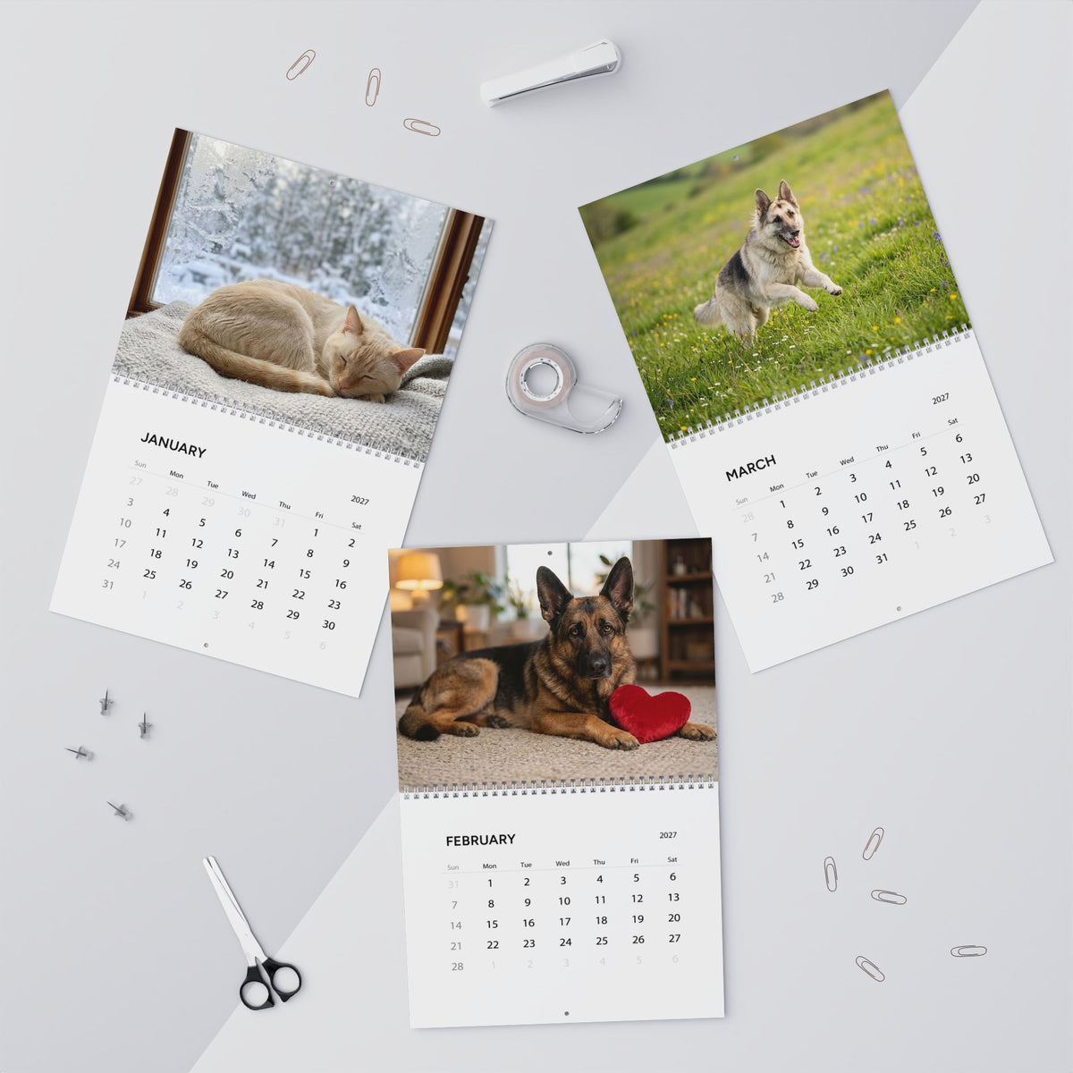 2027 Pet Wall Calendar | German Shepherd, Mastador & Cat Lover Gift