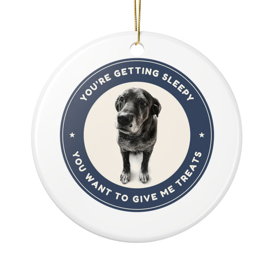 You're Getting Sleepy... You Want to Give Me Treats | Fun Mastador Dog Lover Ceramic Christmas Ornament