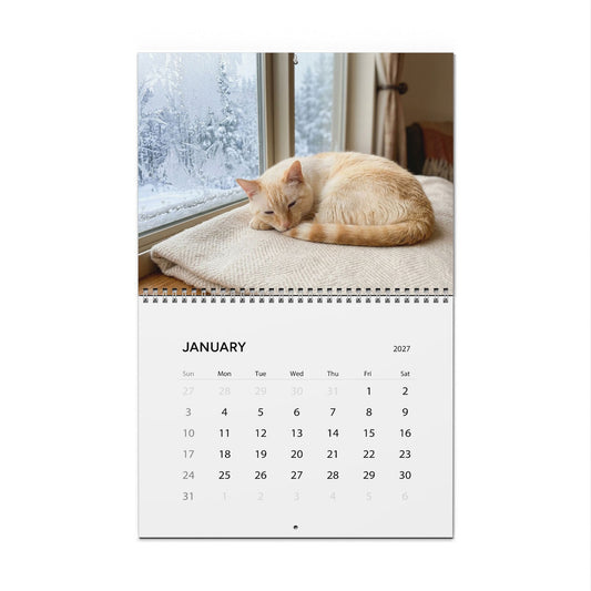2027 Orange Cat Wall Calendar | Flame Point Siamese Cat Lover Gift
