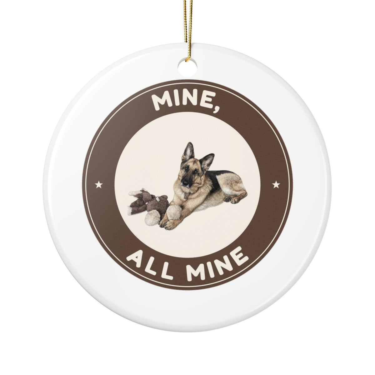 Mine, All Mine | Fun German Shepherd Dog Lover Ceramic Christmas Ornament