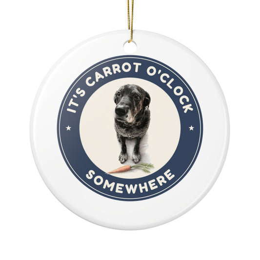 It's Carrot O'Clock Somewhere | Fun Mastador Dog Lover Ceramic Christmas Ornament
