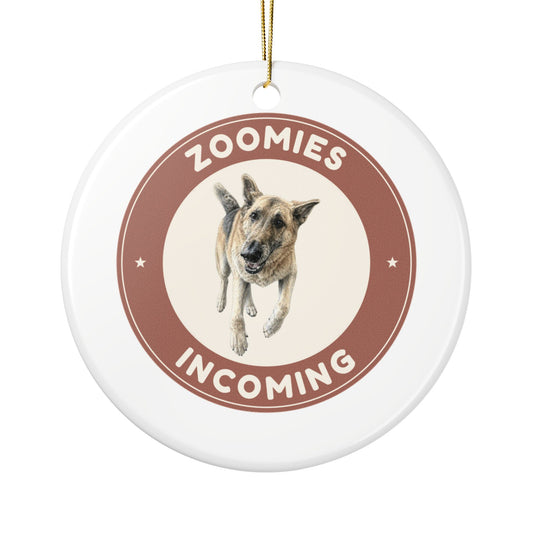 Zoomies Incoming | Fun German Shepherd Dog Lover Ceramic Christmas Ornament