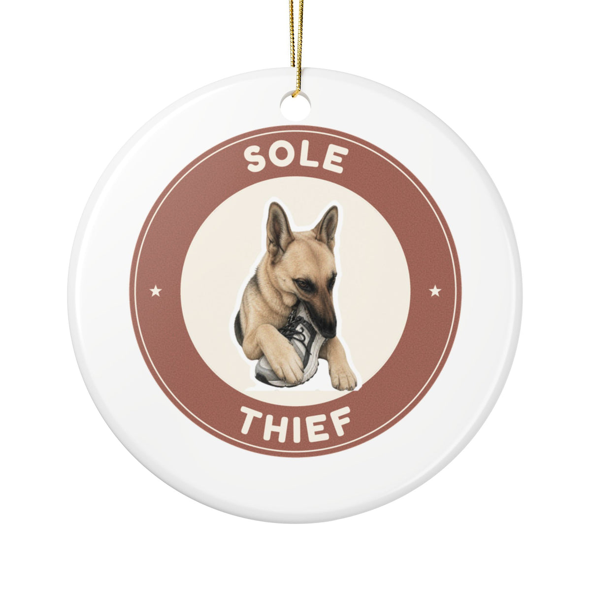 Sole Thief | Fun German Shepherd Dog Lover Ceramic Christmas Ornament